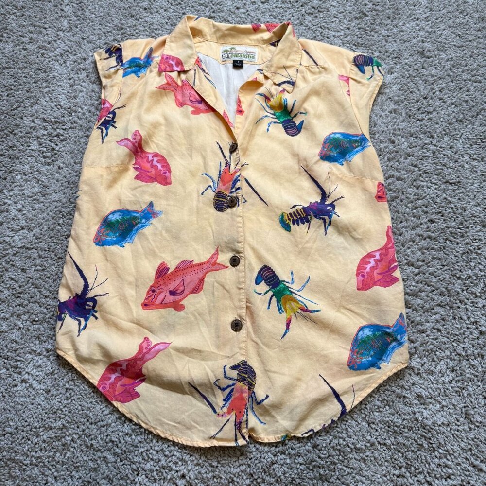 Patagonia Pataloha Womens Size 2 Shirttail Hem Island Shirt Lobster
